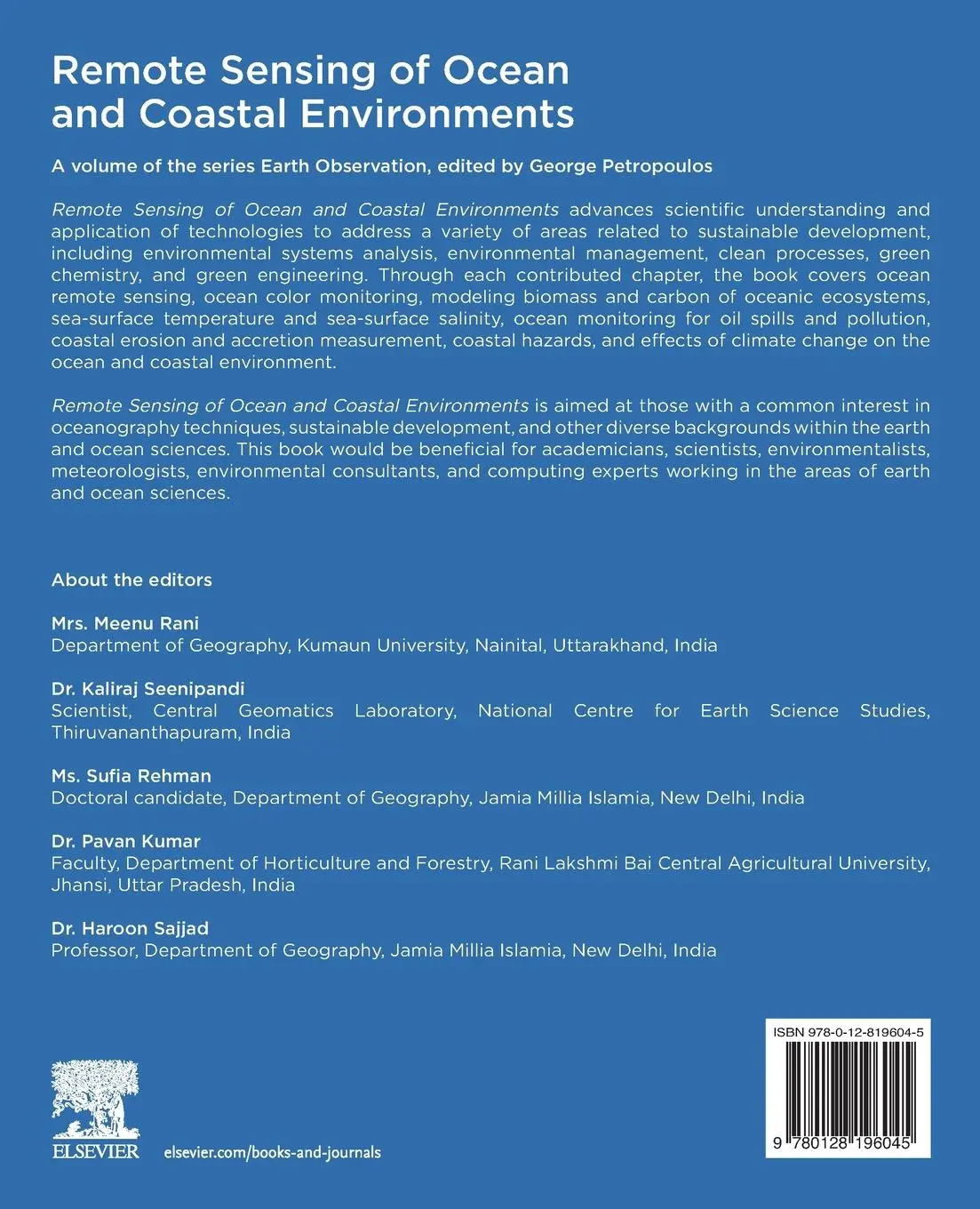 Rückseite: 9780128196045 | Remote Sensing of Ocean and Coastal Environments | Sajjad (u. a.)