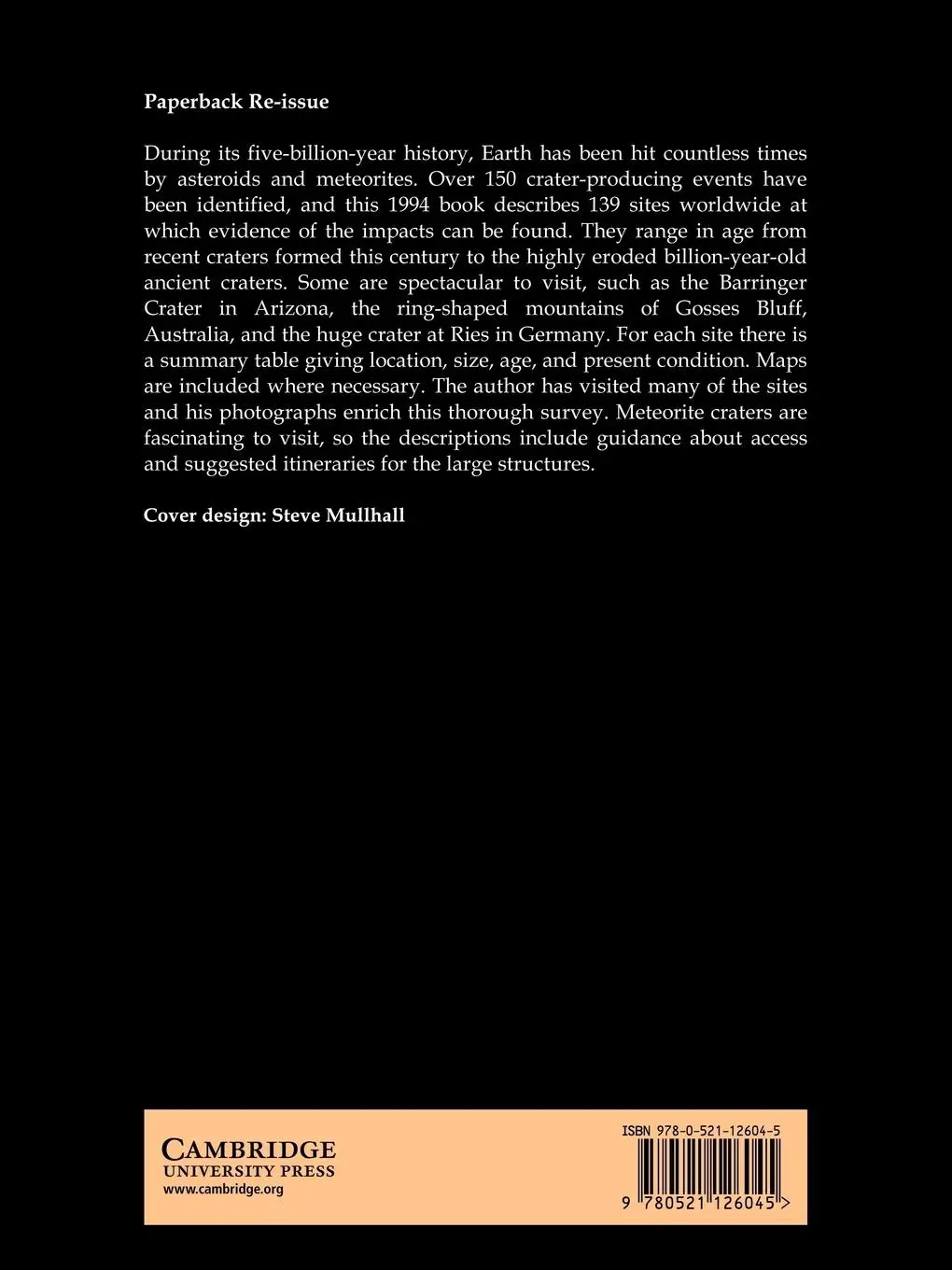 Rückseite: 9780521126045 | Meteorite Craters and Impact Structures of the Earth | Hodge (u. a.)