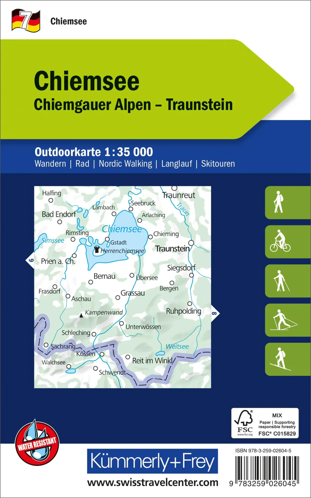Rückseite: 9783259026045 | Kümmerly+Frey Outdoorkarte Deutschland 7 Chiemsee 1:35.000 | AG | 2024