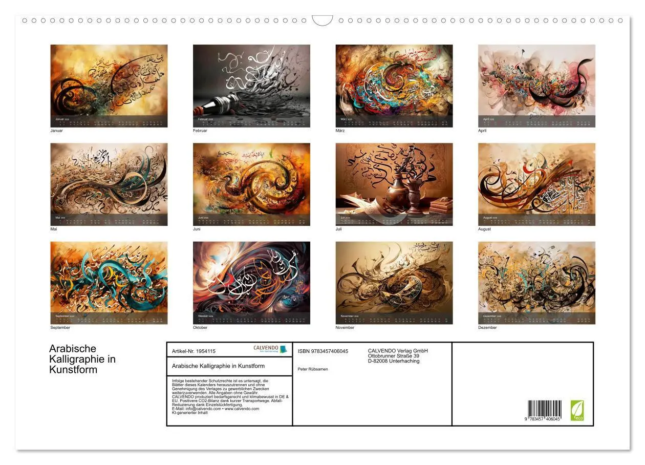 Bild: 9783457406045 | Arabische Kalligraphie in Kunstform (Wandkalender 2026 DIN A2...