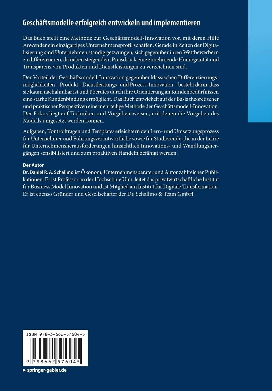 Rückseite: 9783662576045 | Geschäftsmodelle erfolgreich entwickeln und implementieren | Schallmo