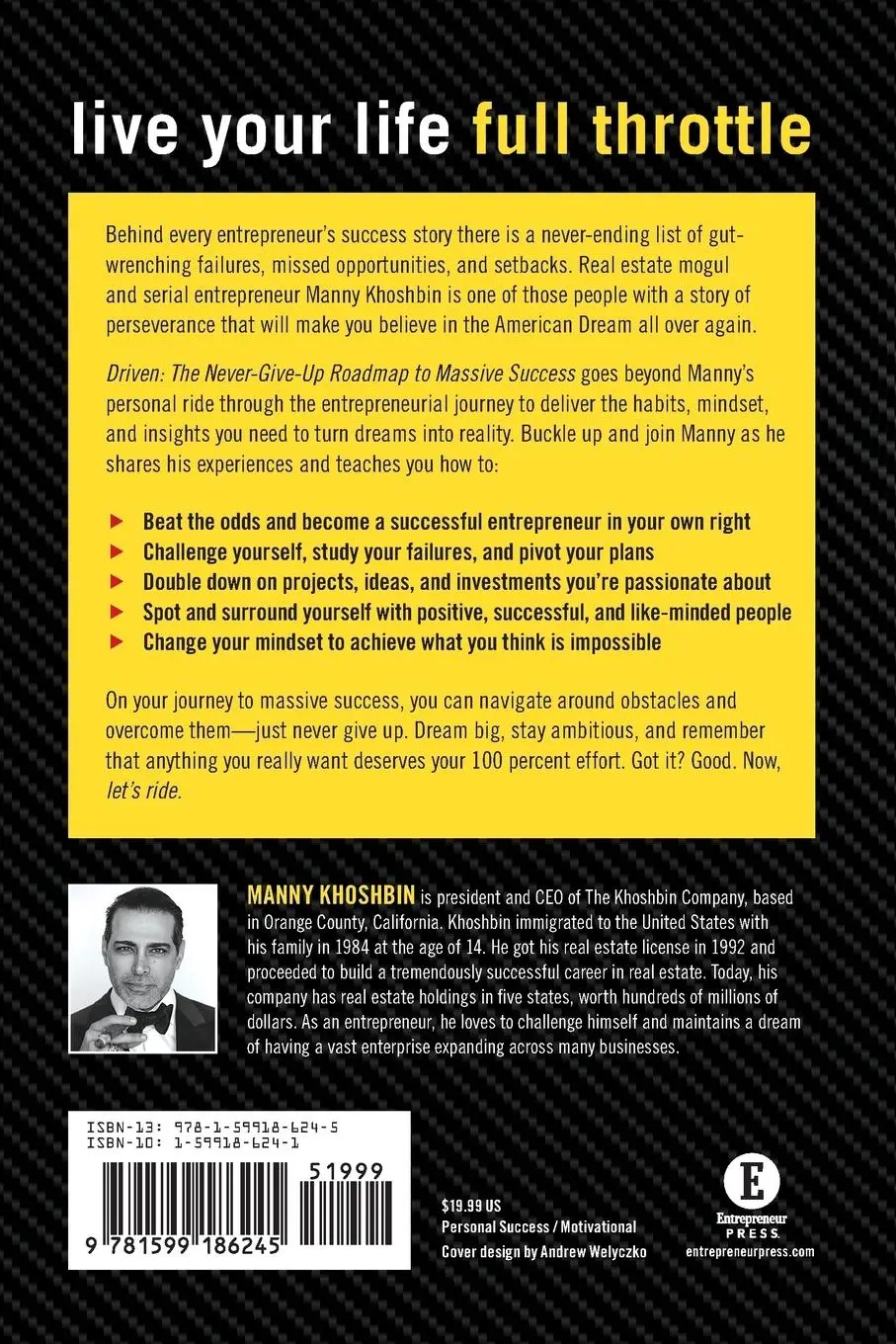 Rückseite: 9781599186245 | Driven | The Never-Give-Up Roadmap to Massive Success | Manny Khoshbin