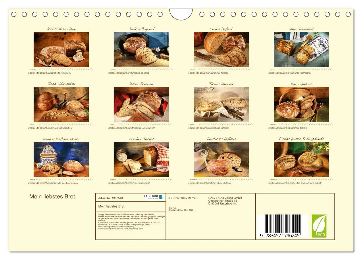 Bild: 9783457796245 | Mein liebstes Brot (Wandkalender 2026 DIN A4 quer), CALVENDO...