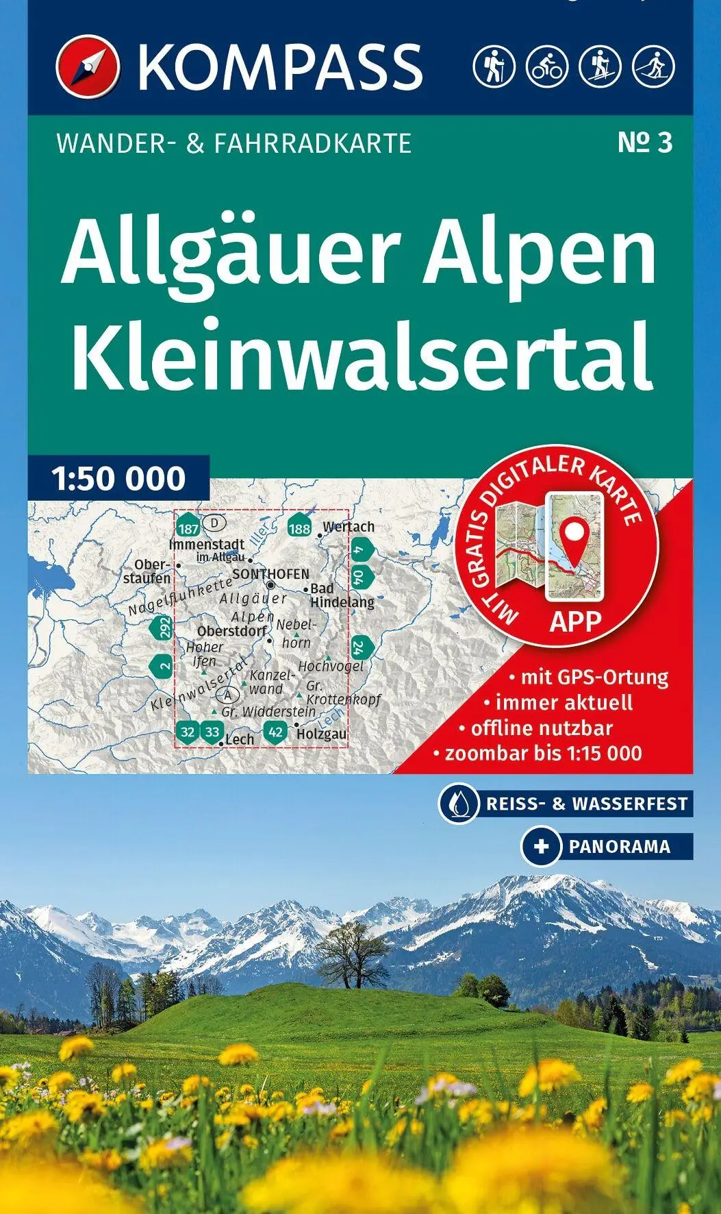 KOMPASS Wanderkarte 3 Allgäuer Alpen, Kleinwalsertal 1:50.000