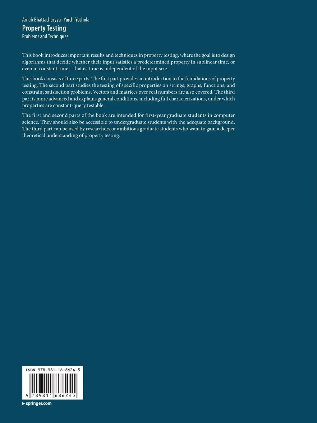 Rückseite: 9789811686245 | Property Testing | Problems and Techniques | Yuichi Yoshida (u. a.)