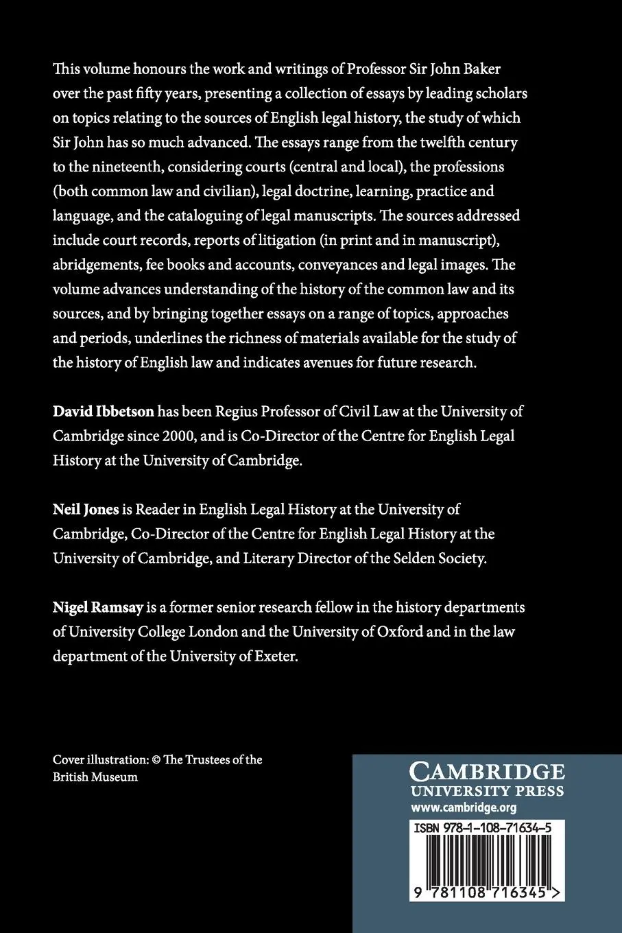 Rückseite: 9781108716345 | English Legal History and its Sources | David Ibbetson (u. a.) | Buch