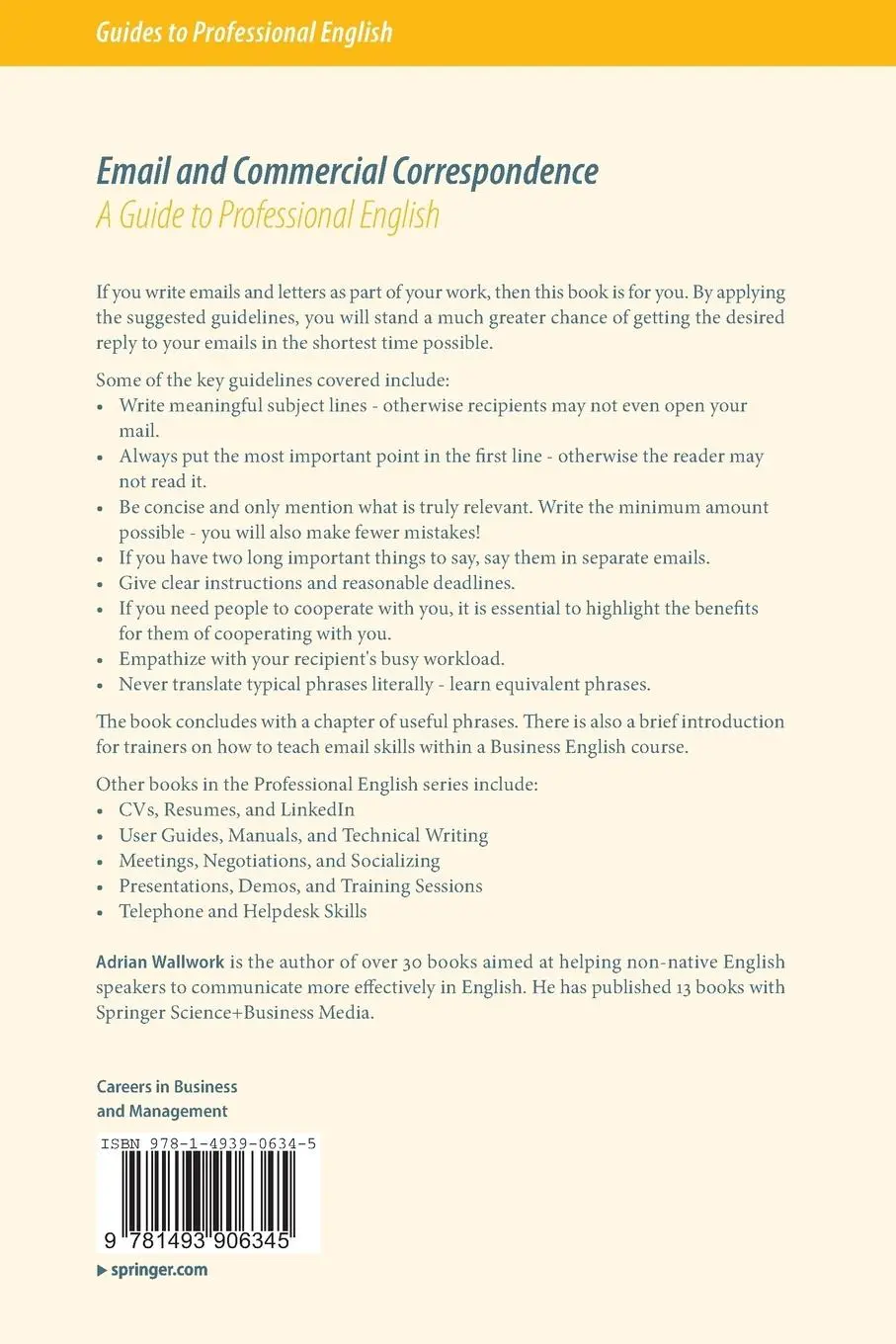 Rückseite: 9781493906345 | Email and Commercial Correspondence | A Guide to Professional English