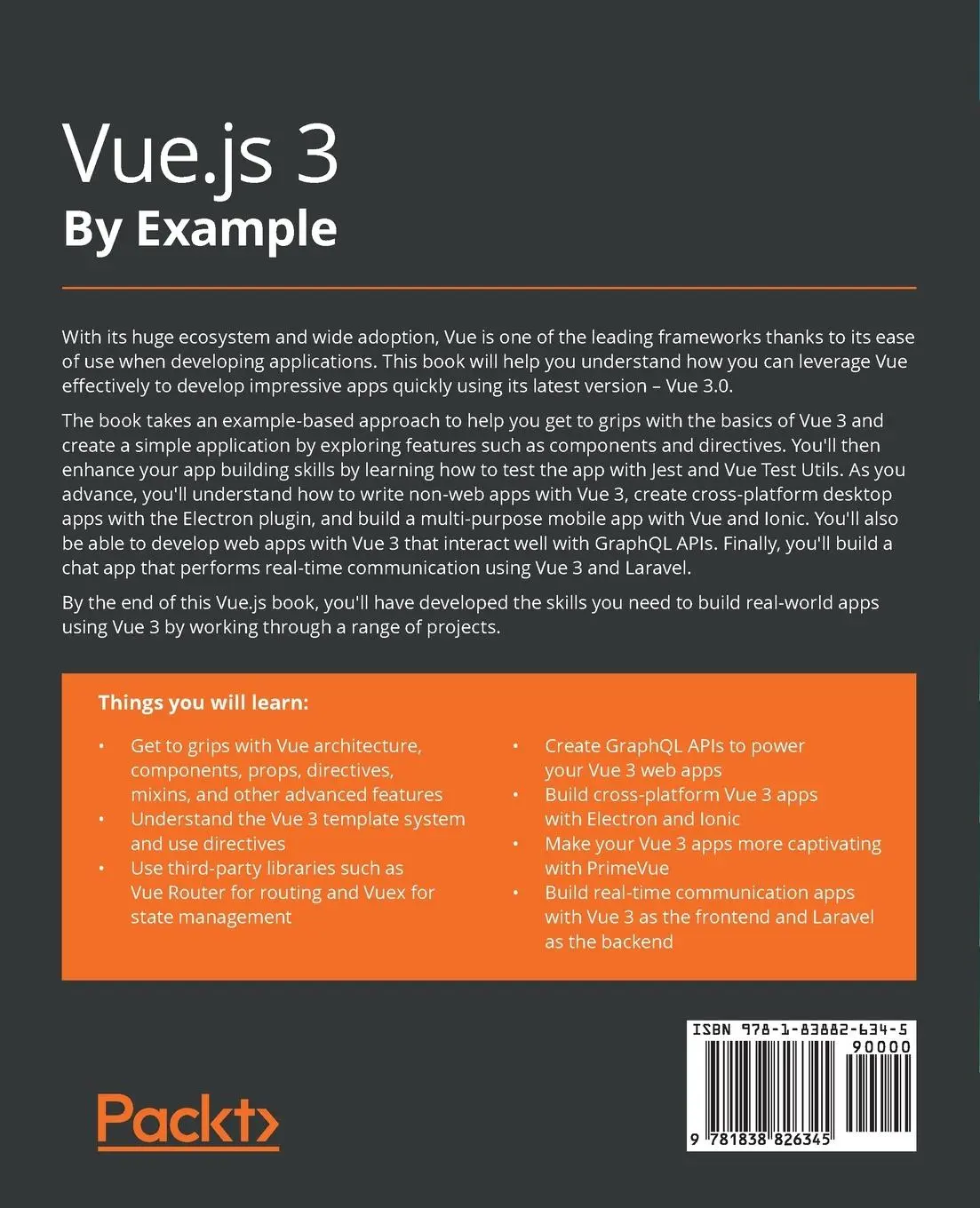 Rückseite: 9781838826345 | Vue.js 3 By Example | John Au-Yeung | Taschenbuch | Englisch | 2021