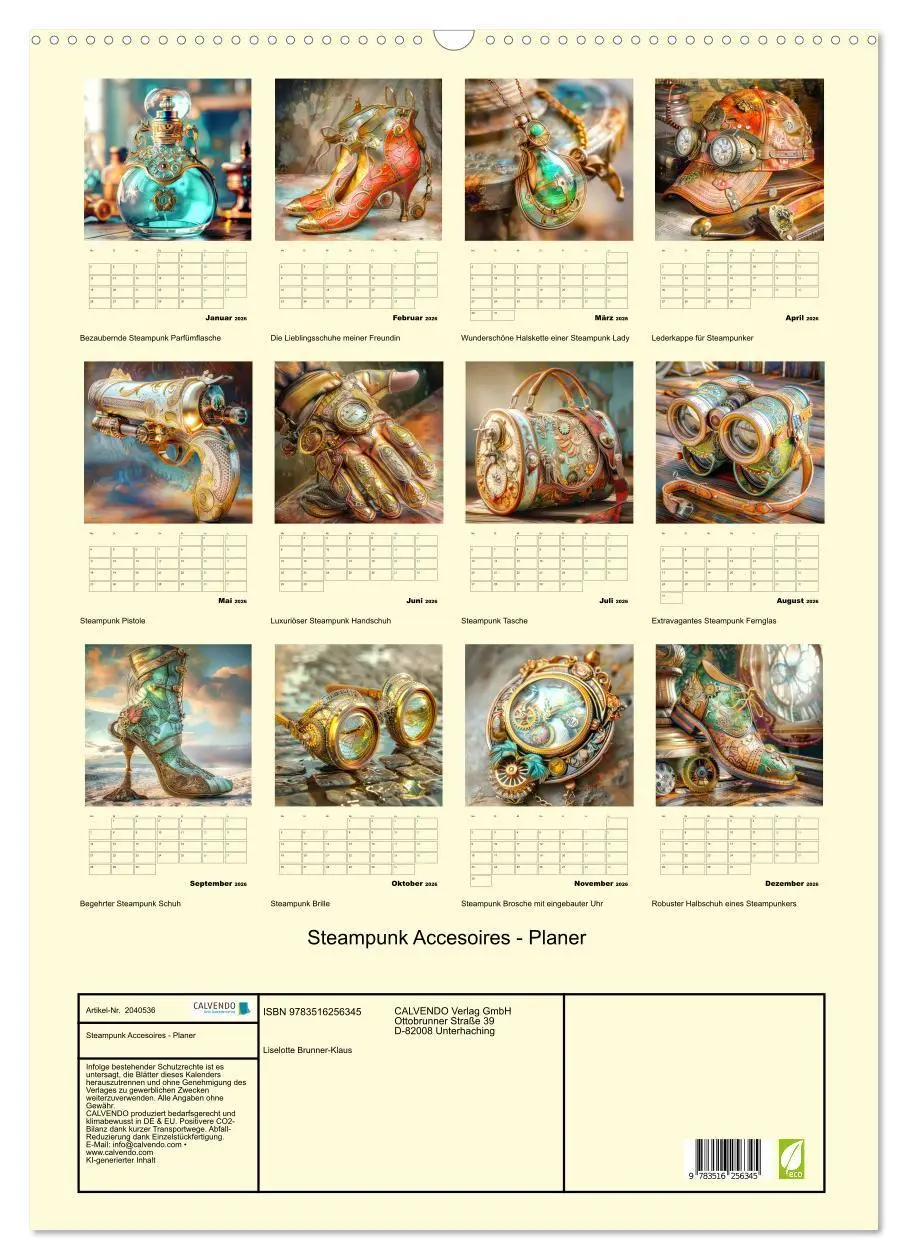 Bild: 9783516256345 | Steampunk Accesoires - Planer (Wandkalender 2026 DIN A2 hoch),...