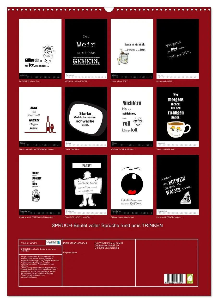 Bild: 9783516326345 | SPRUCH-Beutel voller Sprüche rund ums TRINKEN (Wandkalender 2026...