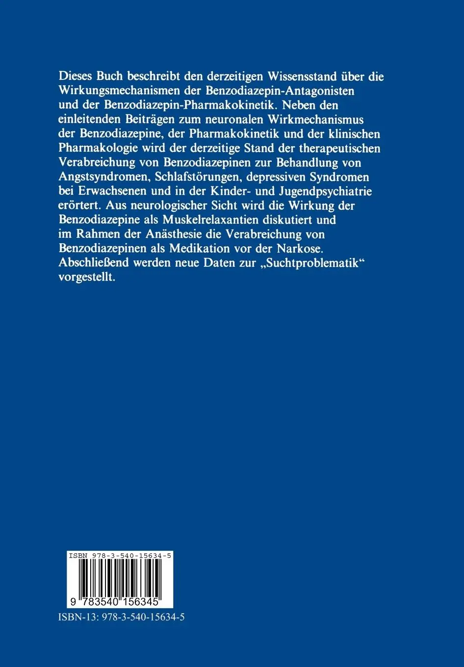 Rückseite: 9783540156345 | Benzodiazepine | Rückblick und Ausblick | Hanns Hippius (u. a.) | Buch