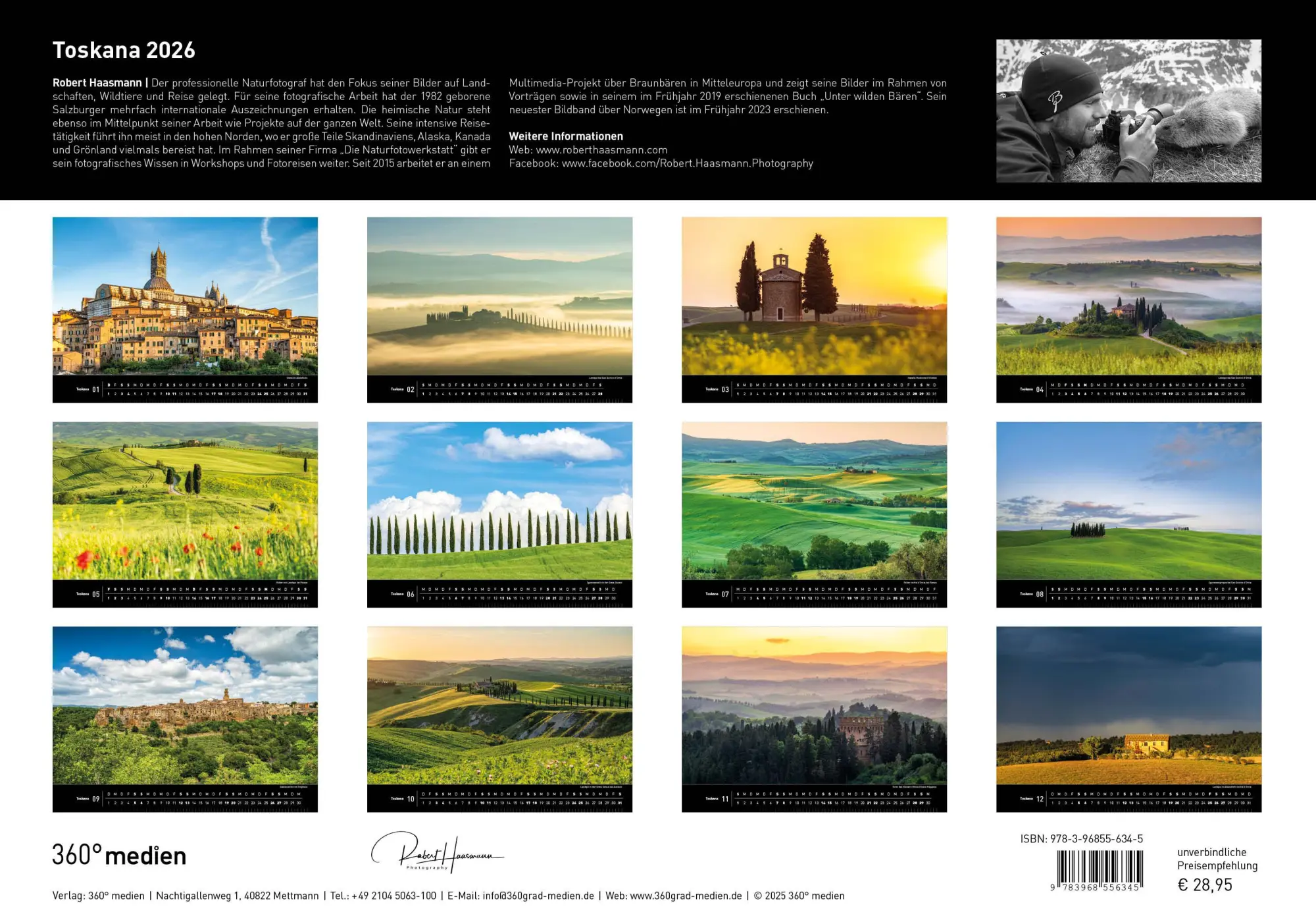 Rückseite: 9783968556345 | Toskana Premiumkalender 2026 | Robert Haasmann | Kalender | 14 S.