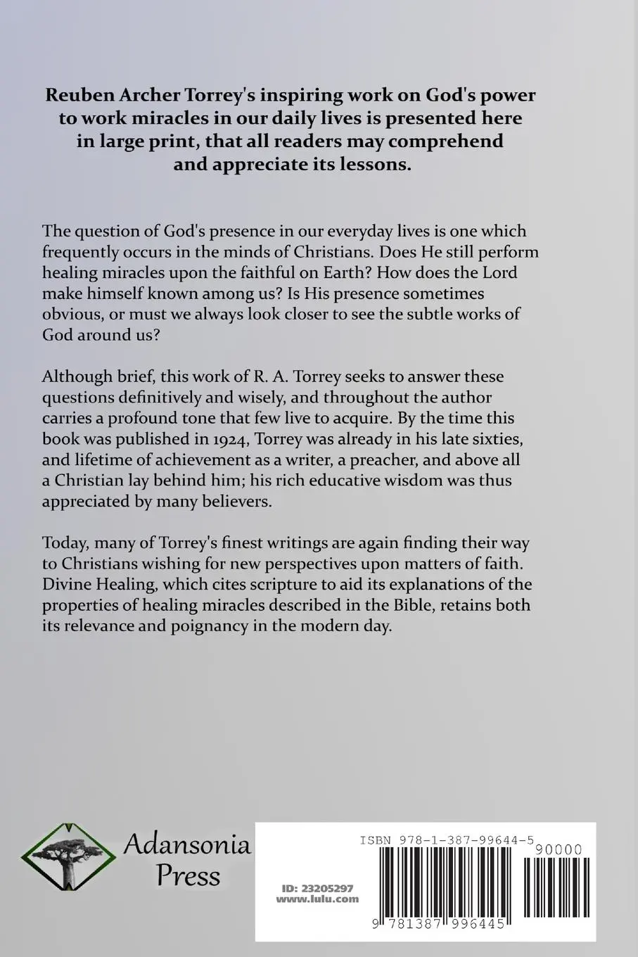 Rückseite: 9781387996445 | Divine Healing | Does God Perform Miracles Today? | R. A. Torrey
