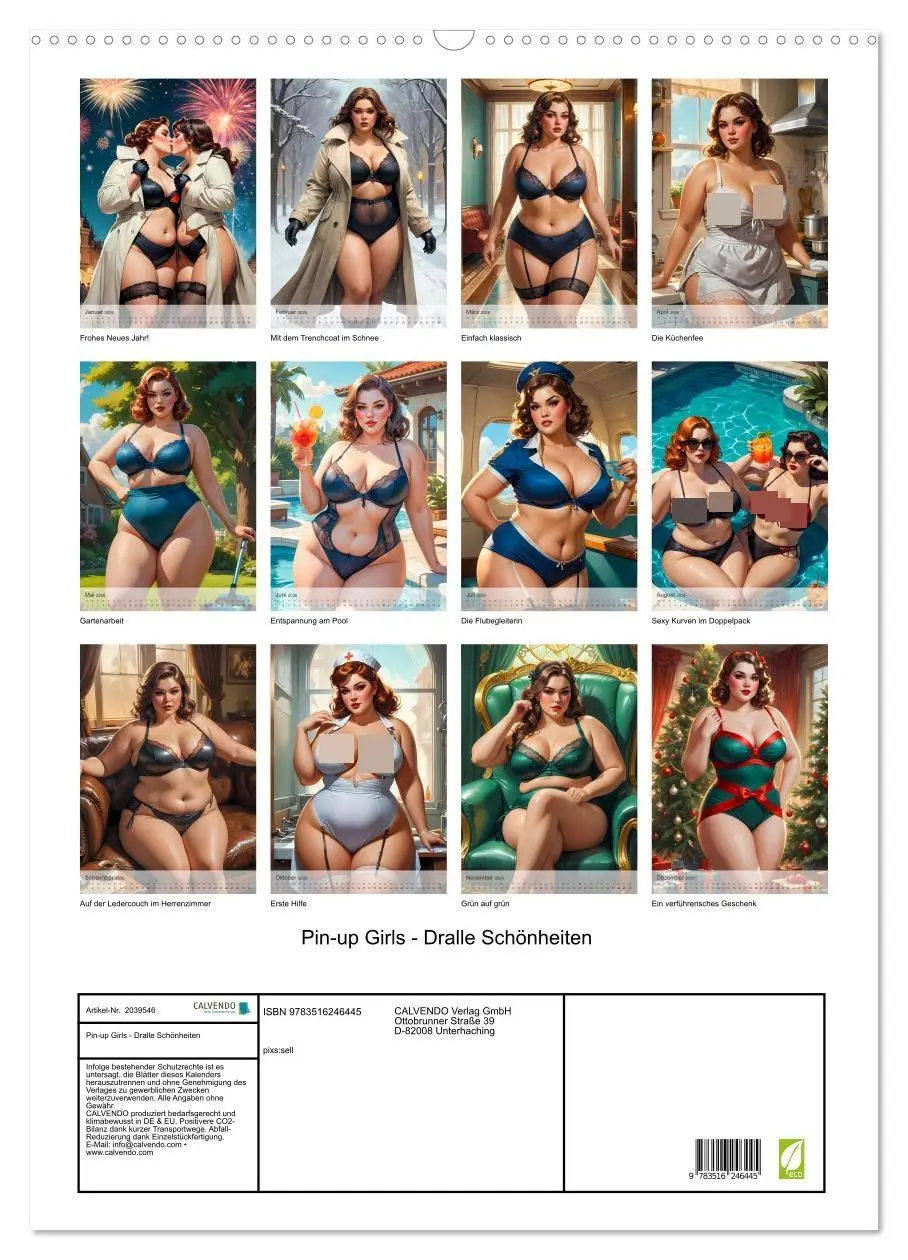 Bild: 9783516246445 | Pin-up Girls - Dralle Schönheiten (Wandkalender 2026 DIN A2 hoch),...