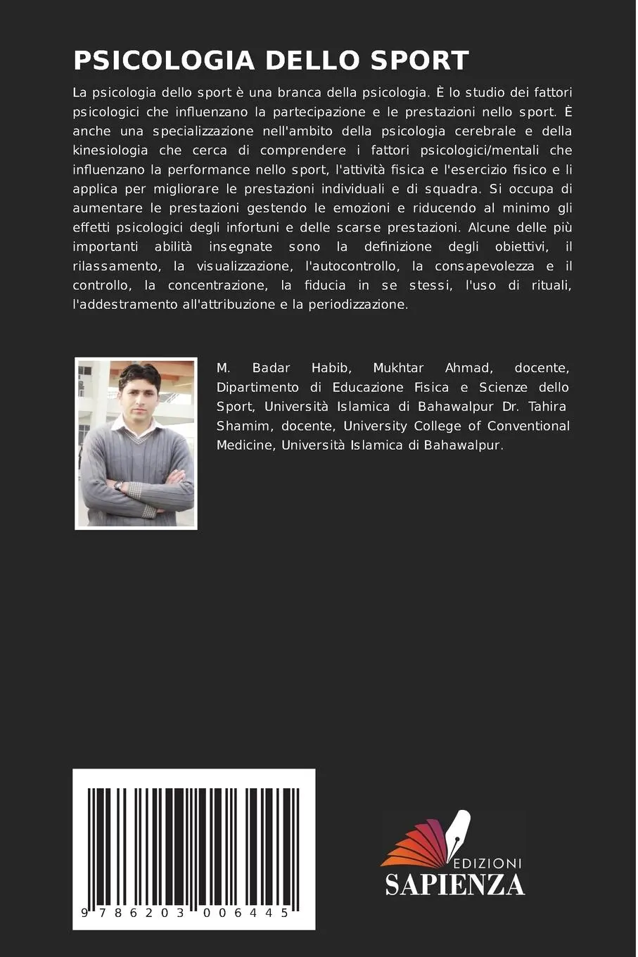 Rückseite: 9786203006445 | PSICOLOGIA DELLO SPORT | Concetti di base | M. Badar Habib (u. a.)