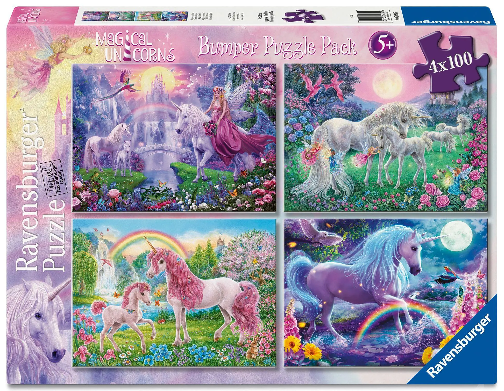 Cover: 4005556056545 | Kinderpuzzle 4x100 Teile - Magische Einhörner | Spiel | Bumper Pack
