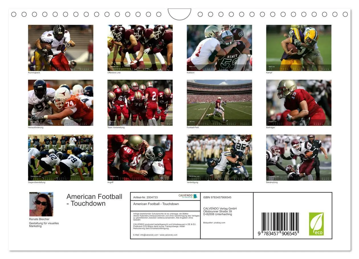 Bild: 9783457906545 | American Football - Touchdown (Wandkalender 2026 DIN A4 quer),...