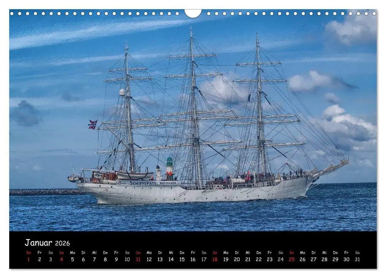 Bild: 9783516166545 | Windjammer vor Warnemünde (Wandkalender 2026 DIN A3 quer), CALVENDO...