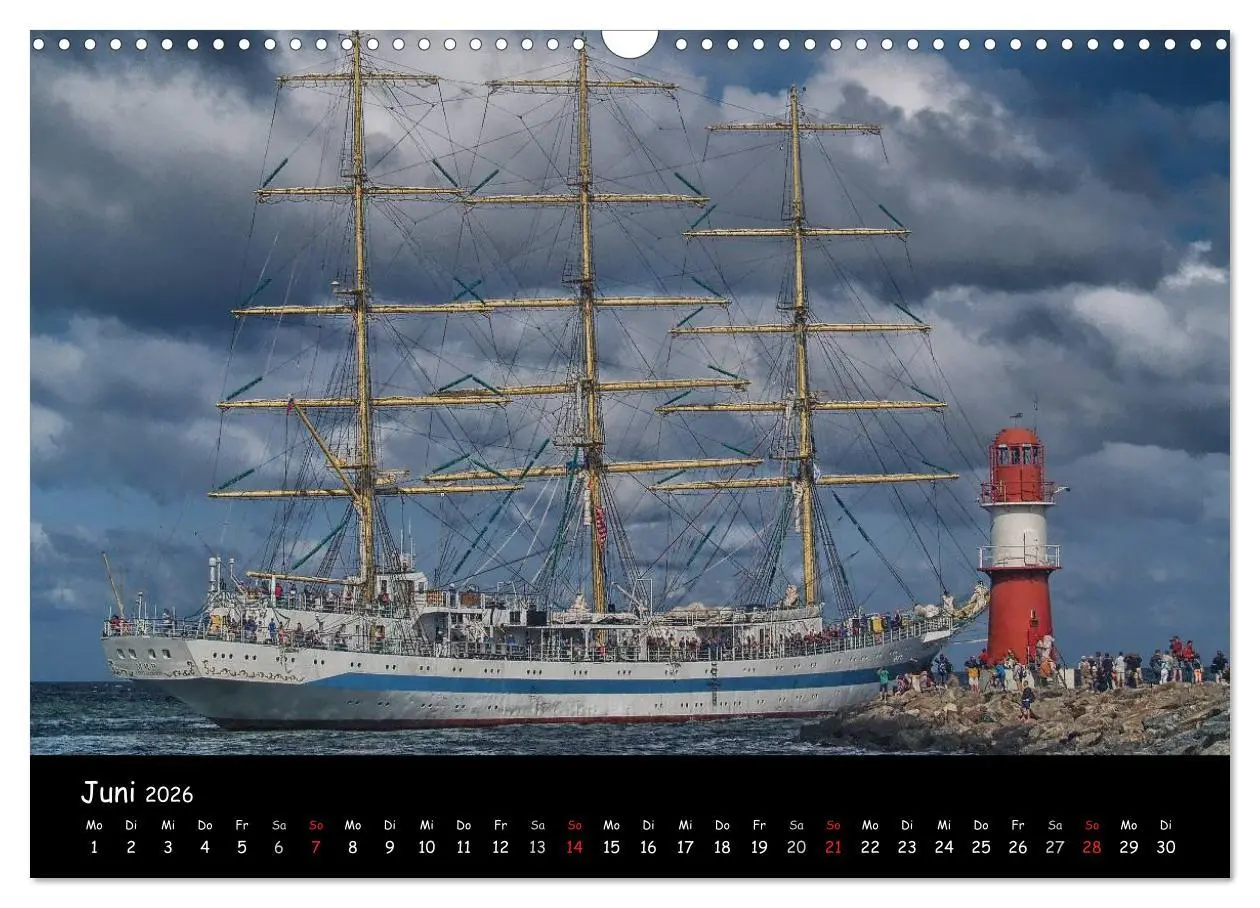 Bild: 9783516166545 | Windjammer vor Warnemünde (Wandkalender 2026 DIN A3 quer), CALVENDO...