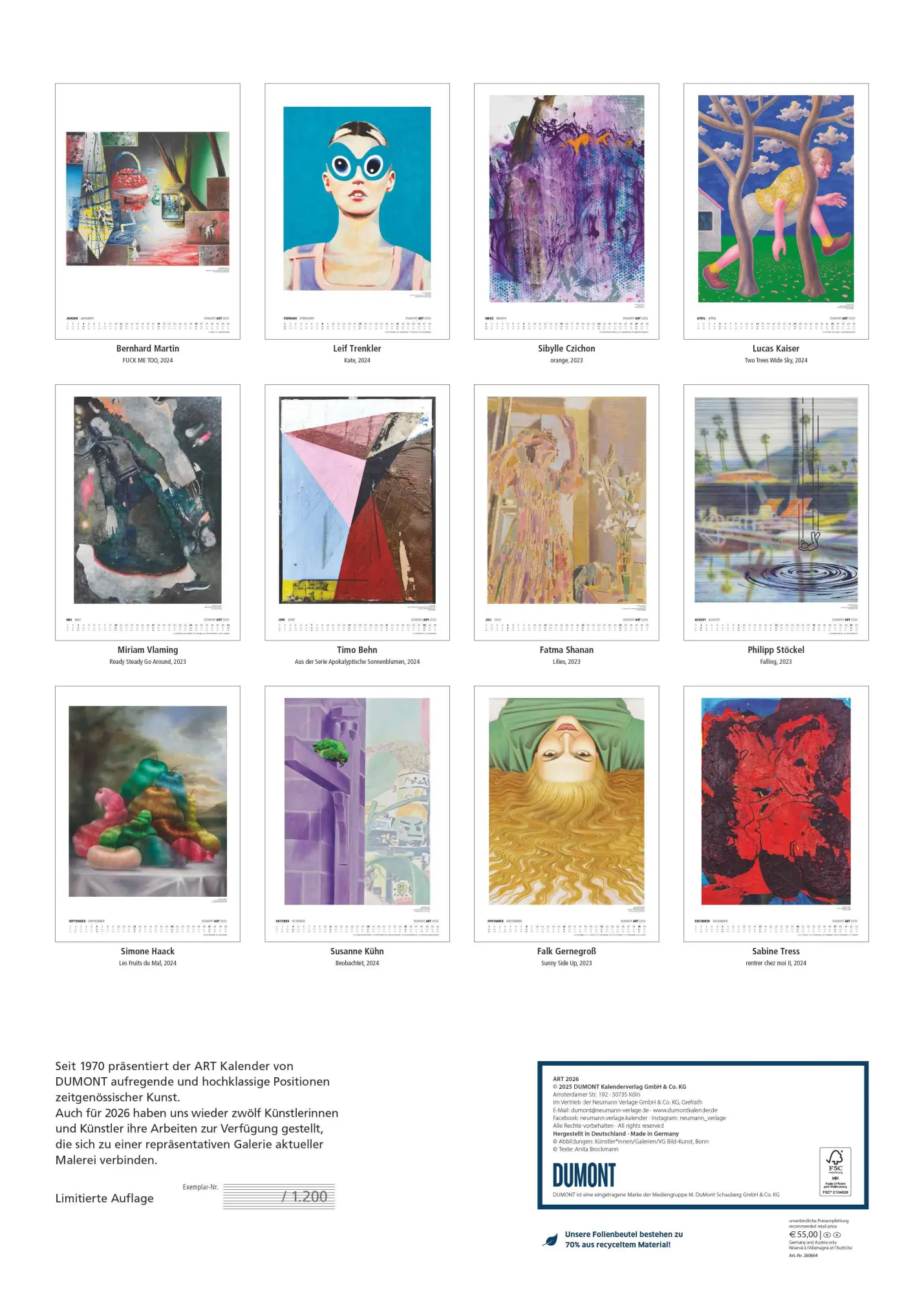 Bild: 4069095006645 | Art Kalender 2026 - Malerei heute - DUMONT Kunst-Kalender -...