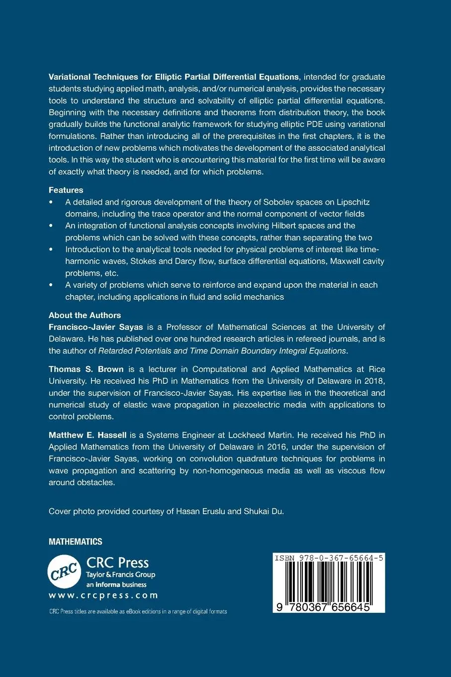 Rückseite: 9780367656645 | Variational Techniques for Elliptic Partial Differential Equations