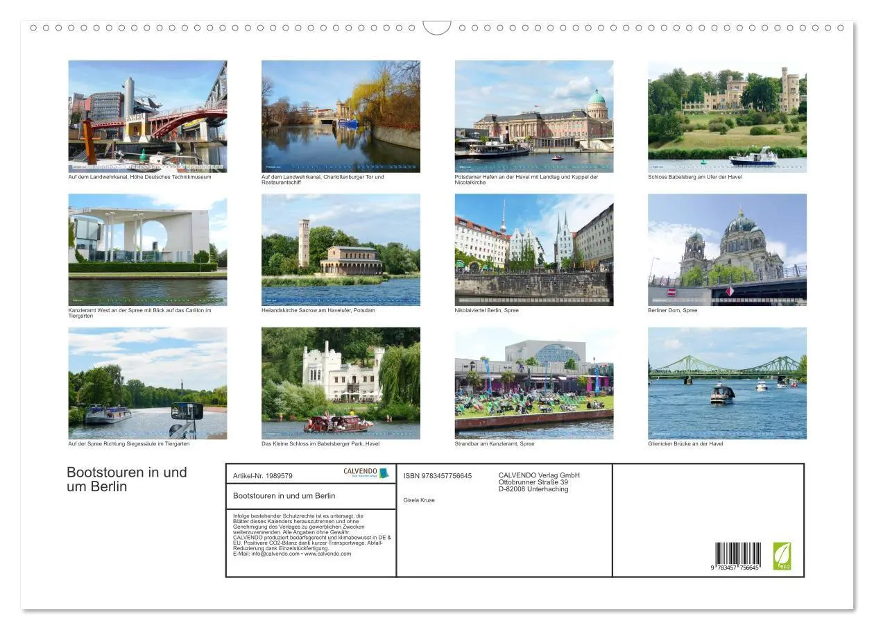 Bild: 9783457756645 | Bootstouren in und um Berlin (Wandkalender 2026 DIN A2 quer),...