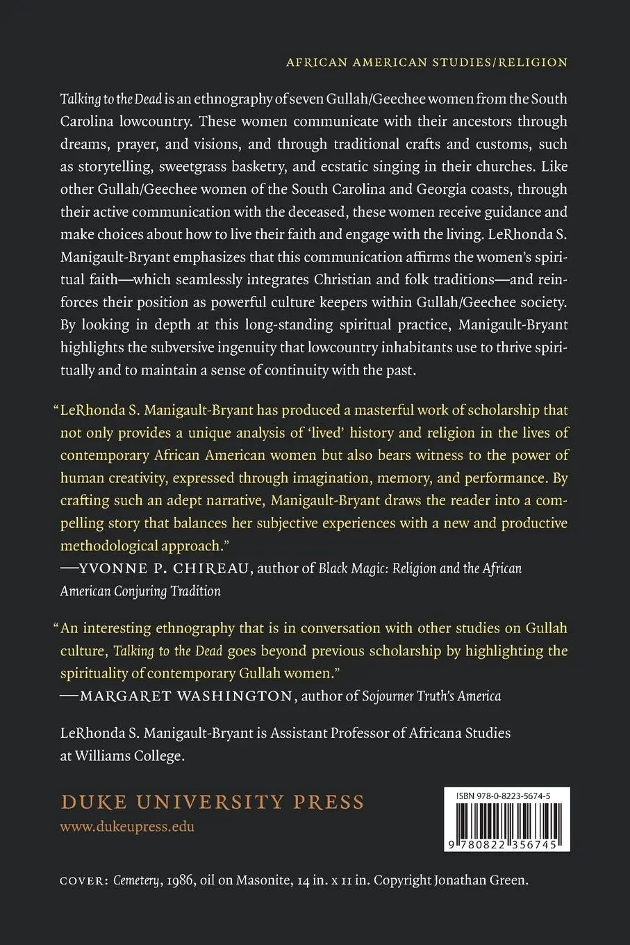 Rückseite: 9780822356745 | Talking to the Dead | Lerhonda S. Manigault-Bryant | Taschenbuch