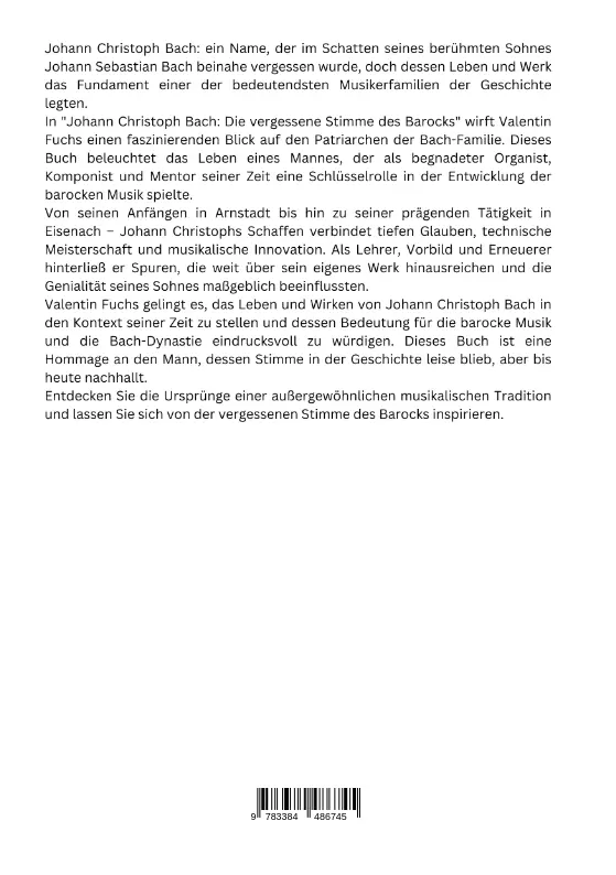 Rückseite: 9783384486745 | Johann Christoph Bach: Die vergessene Stimme des Barocks | Fuchs