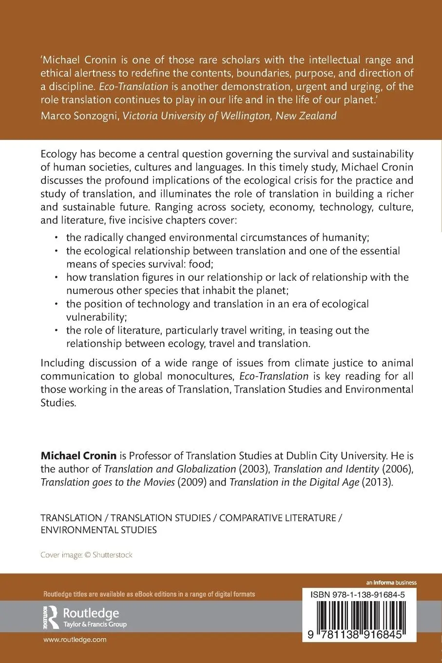 Rückseite: 9781138916845 | Eco-Translation | Michael Cronin | Taschenbuch | Englisch | 2016