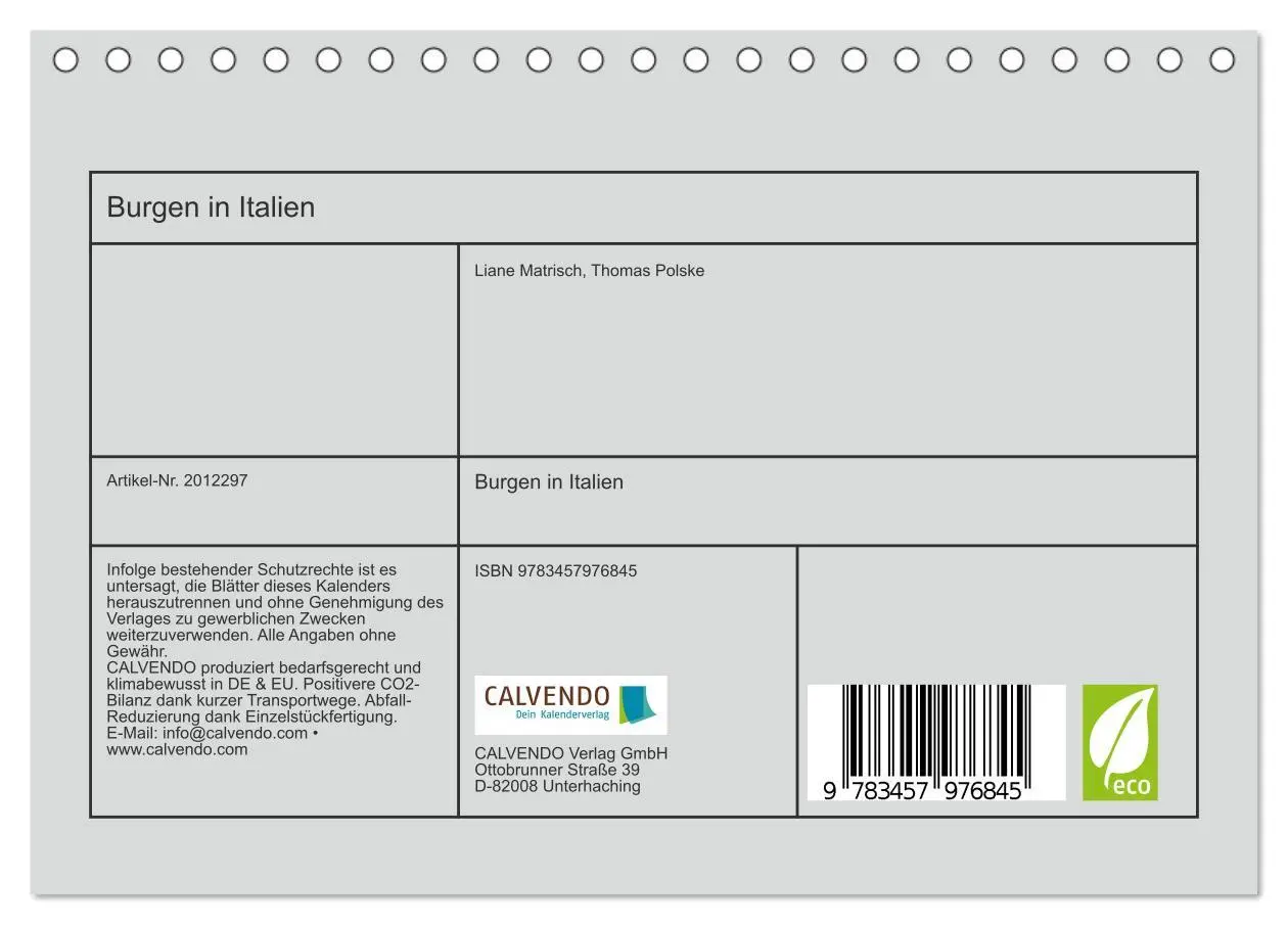 Bild: 9783457976845 | Burgen in Italien (Tischkalender 2026 DIN A5 quer), CALVENDO...