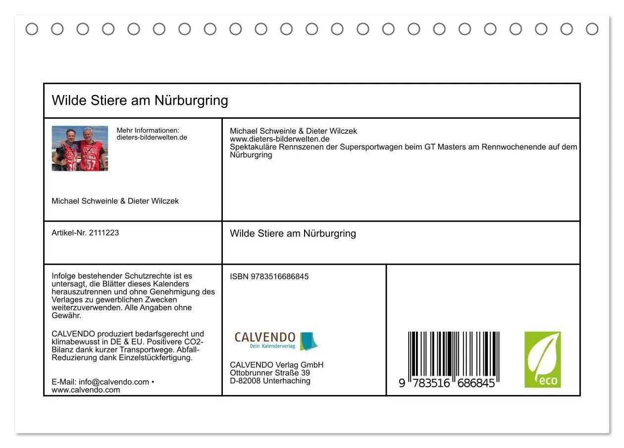 Bild: 9783516686845 | Wilde Stiere am Nürburgring (Tischkalender 2026 DIN A5 quer),...