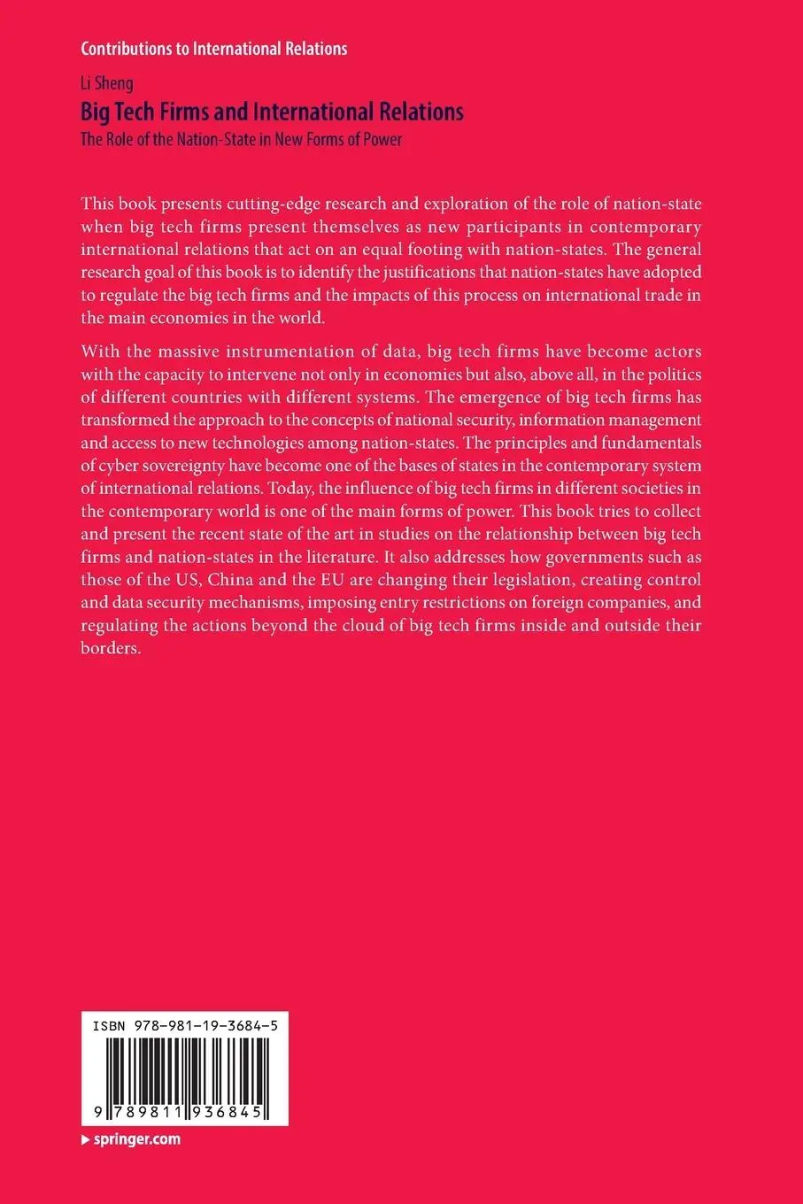 Rückseite: 9789811936845 | Big Tech Firms and International Relations | Li Sheng | Taschenbuch