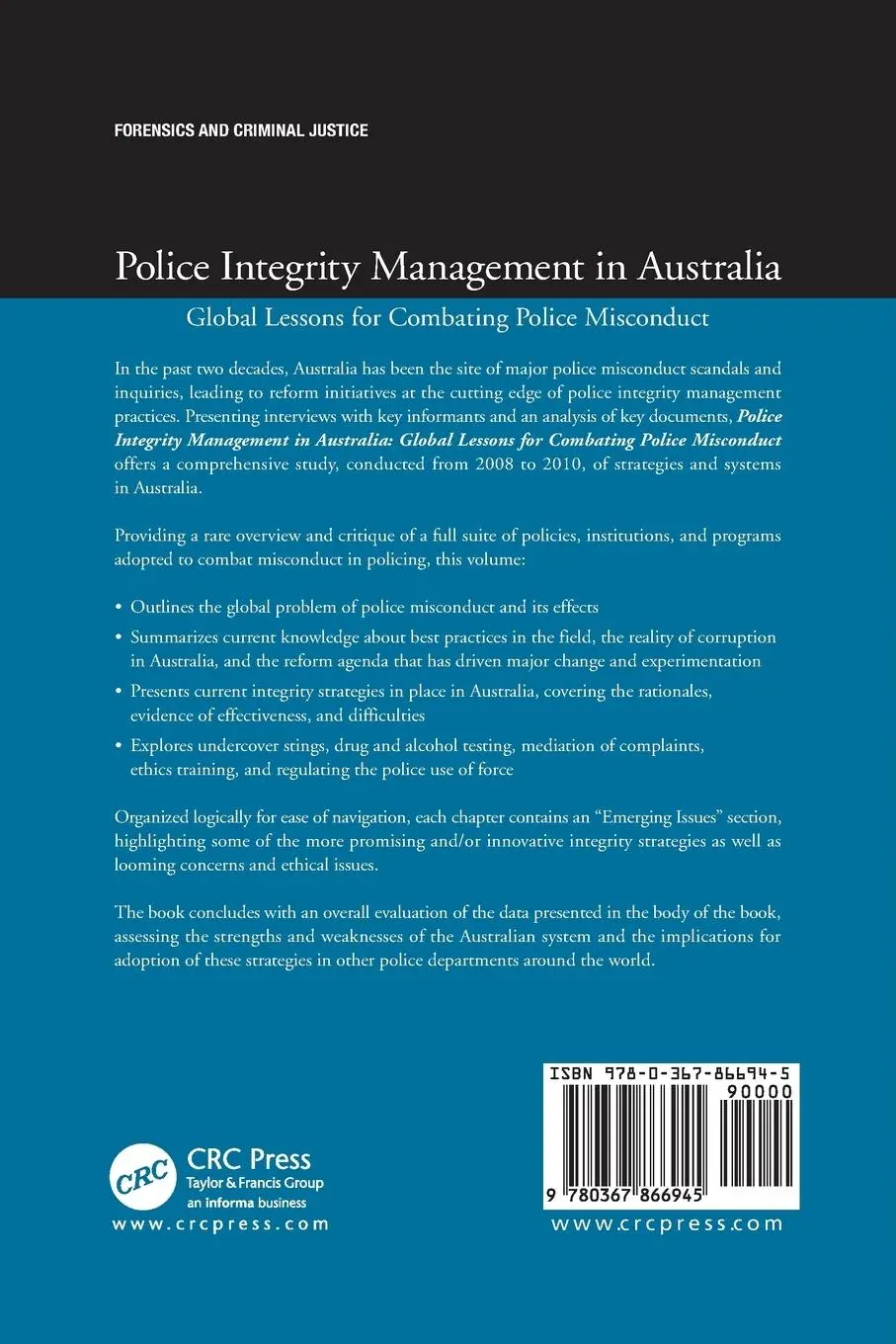 Rückseite: 9780367866945 | Police Integrity Management in Australia | Louise Porter (u. a.)