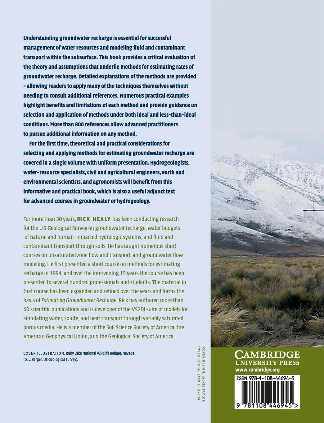 Rückseite: 9781108446945 | Estimating Groundwater Recharge | Richard W. Healy | Taschenbuch