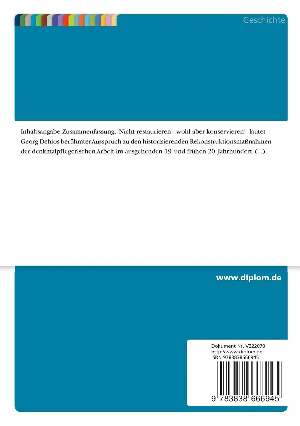 Rückseite: 9783838666945 | Ausbildung für den Kulturgutschutz | Alexandra Jeberien | Taschenbuch