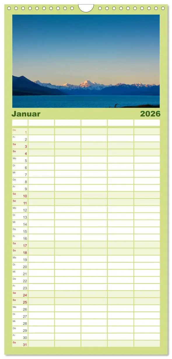 Bild: 9783516497045 | Familienplaner 2026 - Neuseeland von Nord bis Süd mit 5 Spalten...