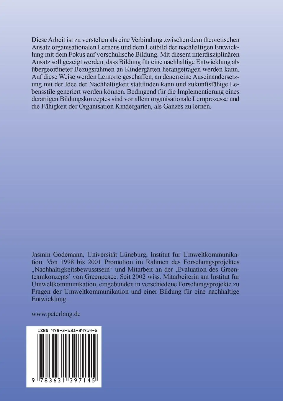 Rückseite: 9783631397145 | Leitbildimplementierung in Organisationen | Jasmin Godemann | Buch