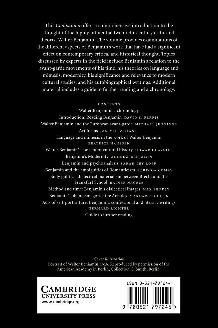 Rückseite: 9780521797245 | The Cambridge Companion to Walter Benjamin | David S. Ferris (u. a.)