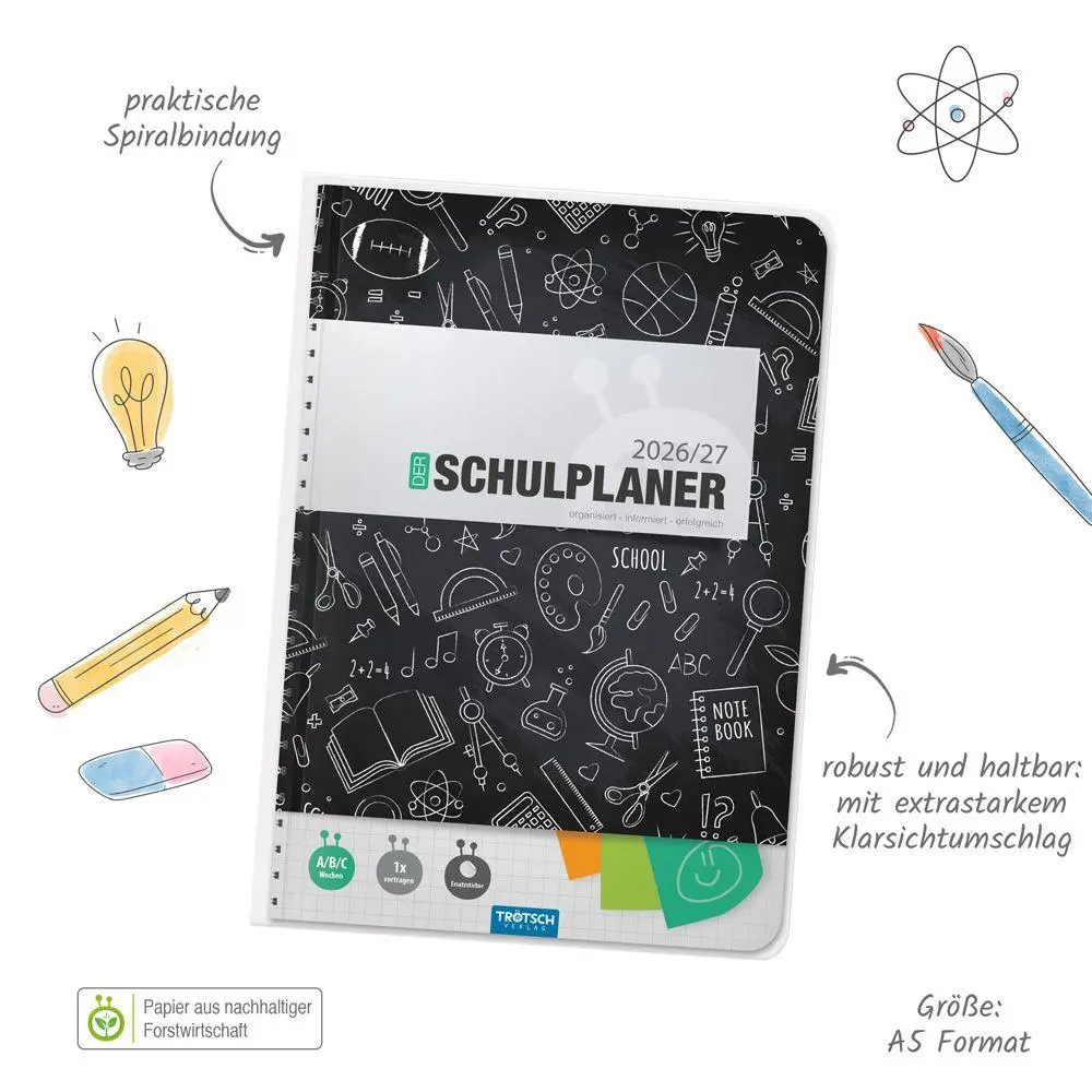 Bild: 9783988027245 | TRÖTSCH - Schulplaner Schwarz 26/27 | Trötsch Verlag GmbH &amp; Co. KG