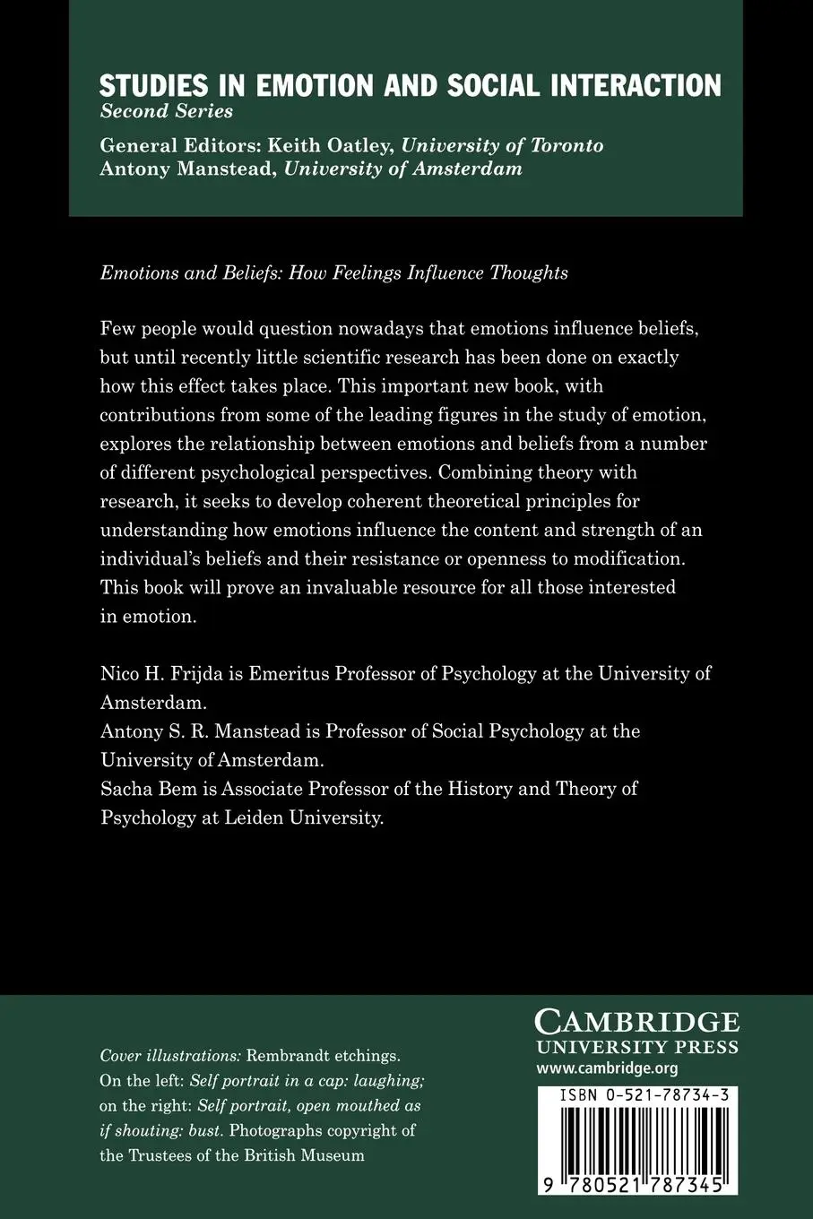 Rückseite: 9780521787345 | Emotions and Beliefs | How Feelings Influence Thoughts | Taschenbuch