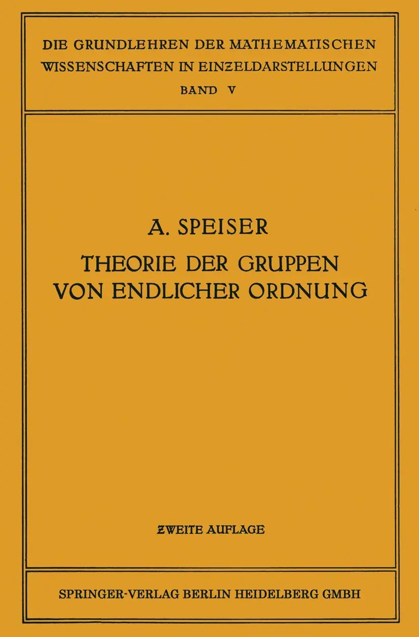 Cover: 9783662377345 | Die Theorie der Gruppen von Endlicher Ordnung | Andreas Speiser | Buch