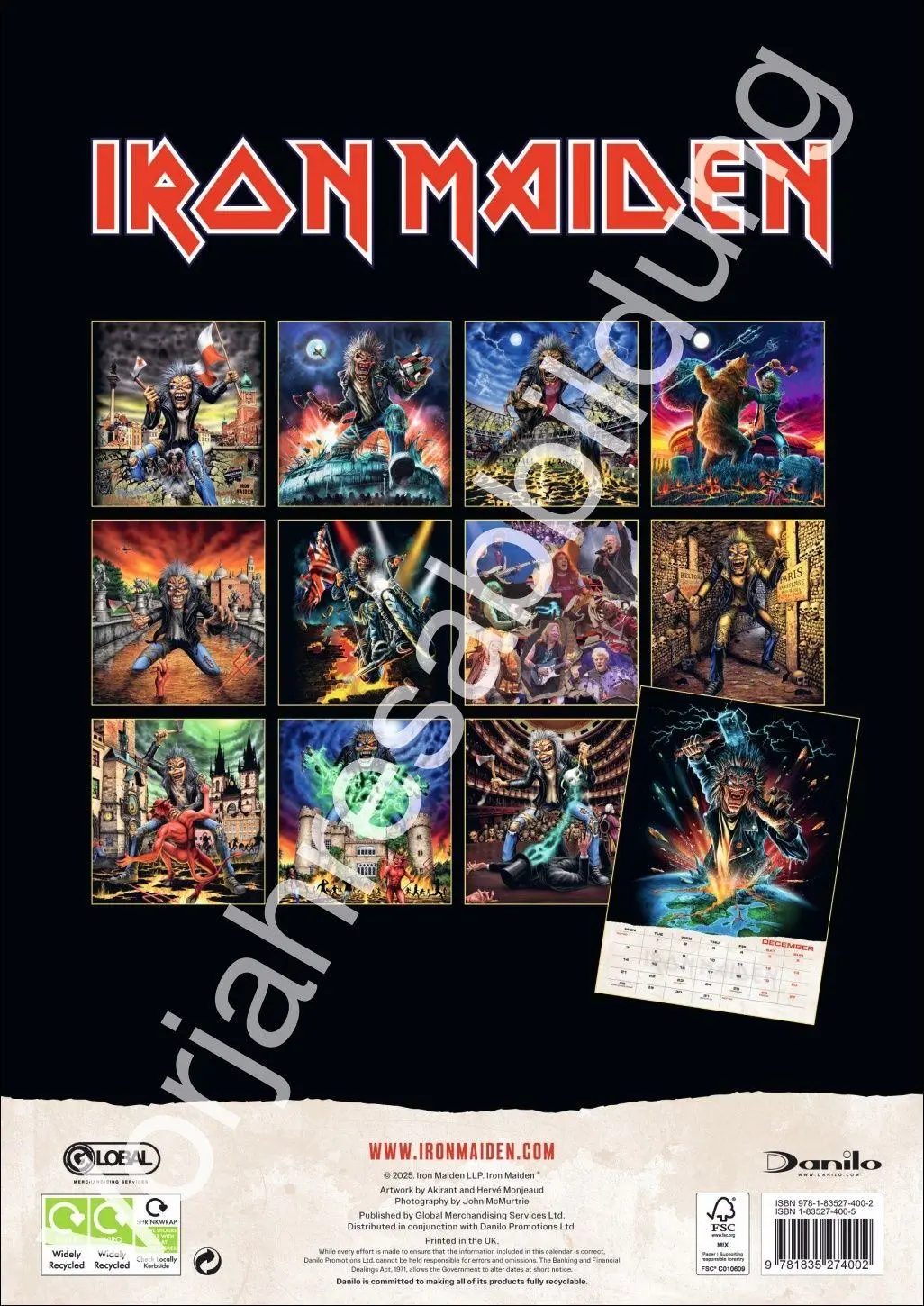 Rückseite: 9783840197345 | Iron Maiden Posterkalender 2027 | Kalender | Danilo | Spiralbindung