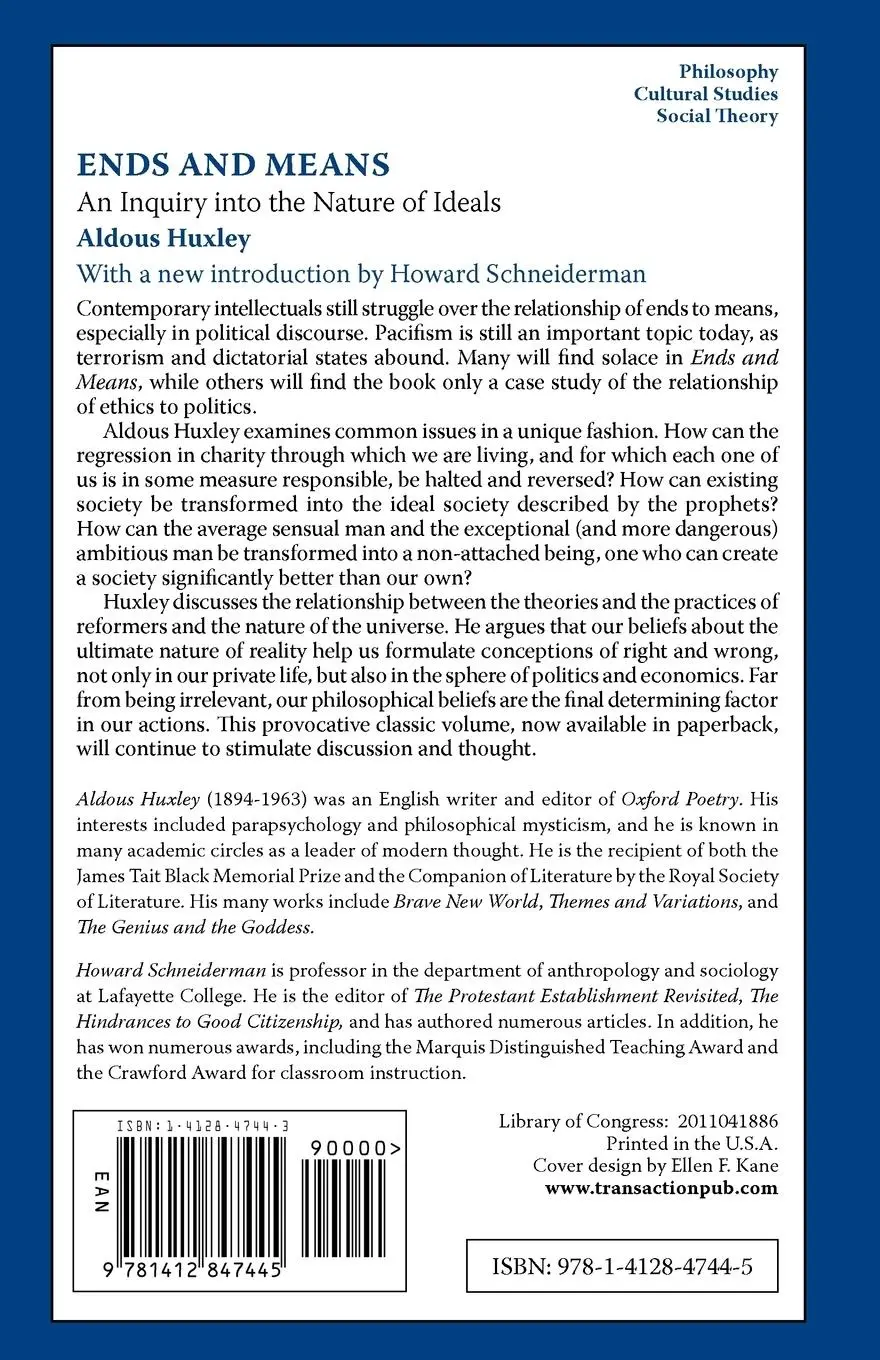 Rückseite: 9781412847445 | Ends and Means | An Inquiry into the Nature of Ideals | Aldous Huxley