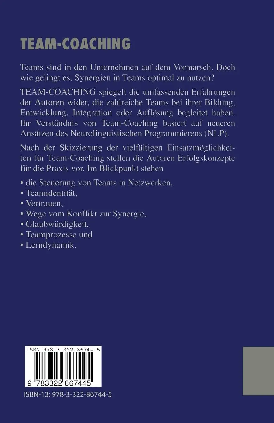 Rückseite: 9783322867445 | Team-Coaching | Gemeinsam zum Erfolg | Dietrich Buchner | Taschenbuch