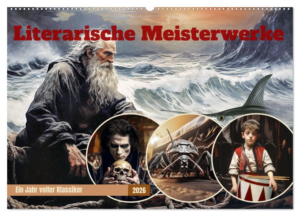 Cover: 9783457507445 | Literarische Meisterwerke (Wandkalender 2026 DIN A2 quer), CALVENDO...