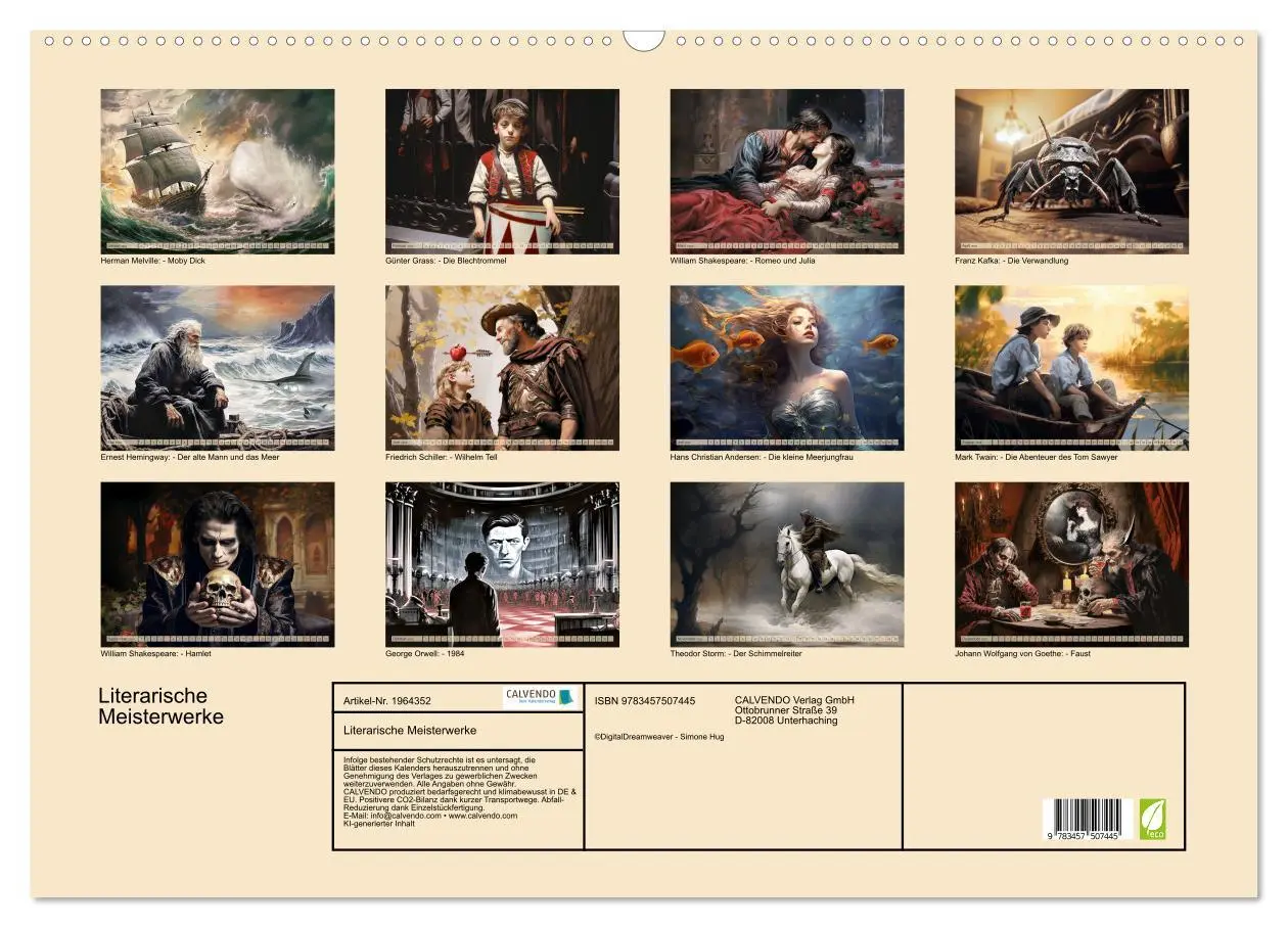 Bild: 9783457507445 | Literarische Meisterwerke (Wandkalender 2026 DIN A2 quer), CALVENDO...