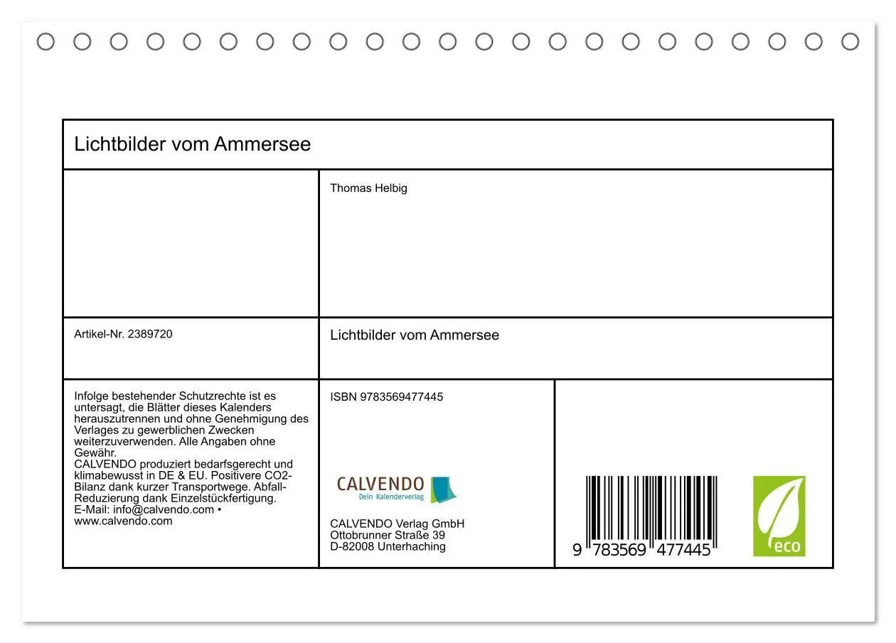 Bild: 9783569477445 | Lichtbilder vom Ammersee (Tischkalender 2027 DIN A5 quer), CALVENDO...