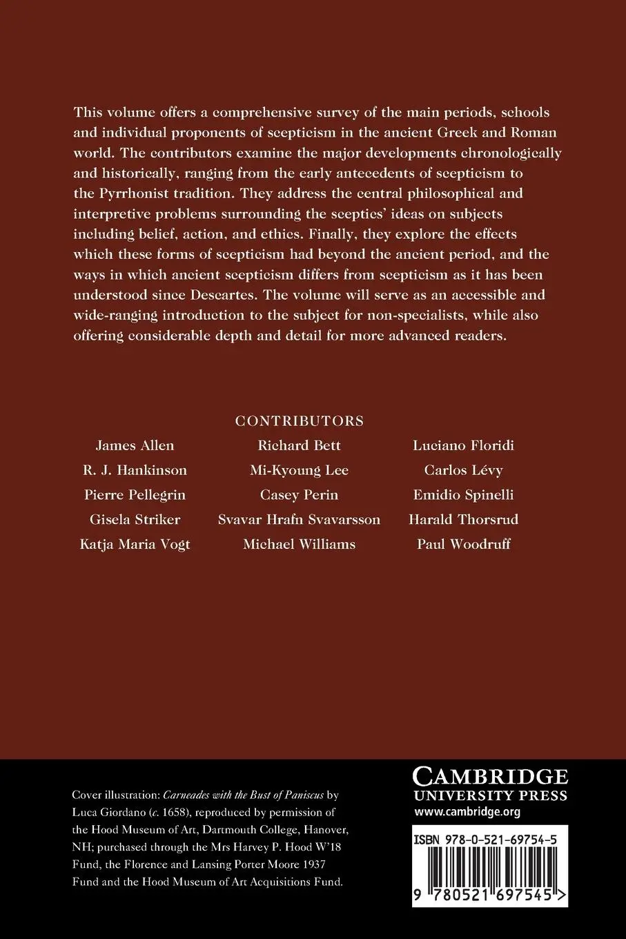 Rückseite: 9780521697545 | The Cambridge Companion to Ancient Scepticism | Richard Bett | Buch