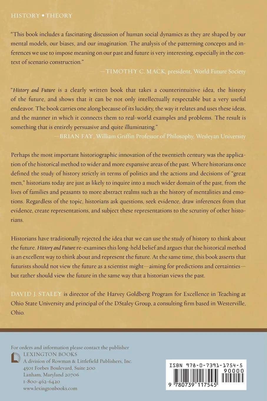 Rückseite: 9780739117545 | History and Future | Using Historical Thinking to Imagine the Future