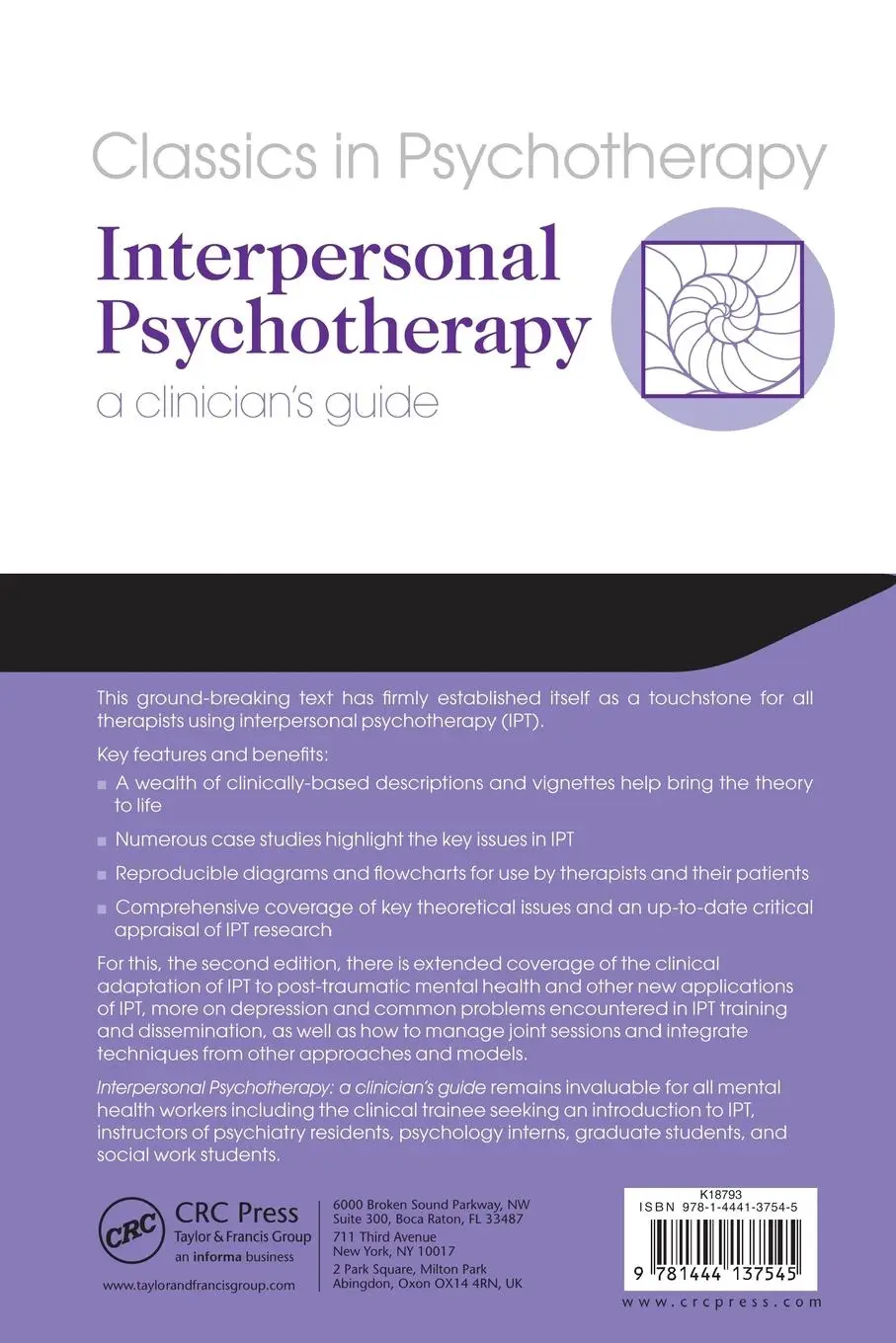 Rückseite: 9781444137545 | Interpersonal Psychotherapy 2E A Clinician's Guide | Stuart (u. a.)